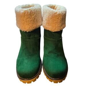 Women's Size 6 (36) Green Insulated Cuffed Chelsie Ankle Boots Shoes